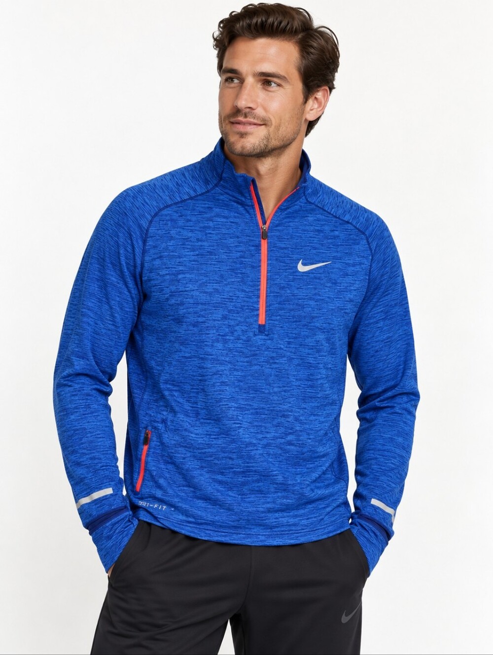Nike Dri-FIT Men's Running 1/4 Zip Pullover Blue Reflective Size L